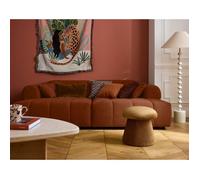 Lisa Design - Ray - canapé Droit 4 Places avec Double méridienne - Assise Profonde - en Tissu texturé, Rouille