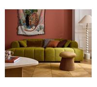 Ray - canapé droit 4 places avec double méridienne - assise profonde - en tissu texturé - Vert Vert