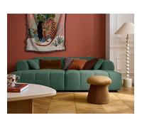 Ray - canapé droit 4 places avec double méridienne - assise profonde - en tissu texturé - Vert sauge