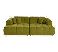 Ray - canapé droit 4 places avec double méridienne - assise profonde - en tissu texturé - Vert Vert G