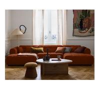 Lisa Design - Ray - canapé panoramique en U 7 Places en Tissu texturé, Rouille