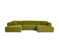 Lisa Design – Canapé panoramique en U Ray – 7 places – Tissu texturé Vert