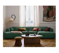 Ray - canapé panoramique en U 7 places en tissu texturé - Vert sauge