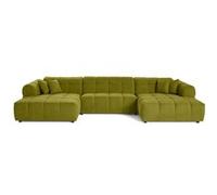 Lisa Design – Canapé panoramique en U Ray – 7 places – Tissu texturé Vert