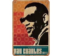 Ray Charles Soul Funk Plaque en métal 20,3 x 30,5 cm Décoration murale vintage rétro