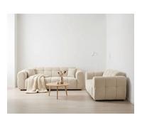 Ray - Ensemble de canapés droits 2+3 places tissu texturé - Beige