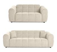 Ray - Ensemble de canapés droits 2+3 places tissu texturé - Beige Beige