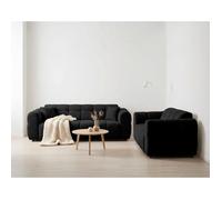 Ray - Ensemble de canapés droits 2+3 places tissu texturé - Noir