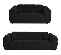 Ray - Ensemble de canapés droits 2+3 places tissu texturé - Noir Noir