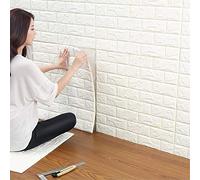 Ray-Velocity Panneaux Muraux en Briques 3D Papier Peint Adhesif Mural Blanc | DIY Auto-Adhésif Autocollant Imperméable Imitation Brique Stickers Muraux Décoration de Plafond Cuisine Salon Maison Bureau