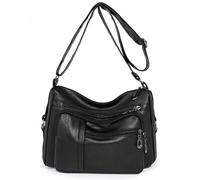 Ray-Velocity Sac Bandoulière Femme, Sac a Main Femmes Bandoulieres Vintage Multi-poches, Sac à Main Étanche adapté au Quotidienne, au Travail, aux Voyages (B, Noir)