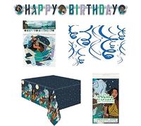 RAYA and the Last Dragon Ensemble de décorations de fête d'anniversaire comprenant une bannière « Happy Birthday », une nappe de table, des décorations tourbillons à suspendre