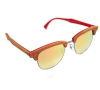 Rayban Clubmaster Bois 3016M 12197O 51mm Soleil Marron Rouge Orange Rose Miroir