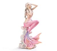 Rayberro Figurines de sirène décoratives Faites à la Main en résine de Style méditerranéen de 18,5 cm - Décoration créative de Salon, Cadeau d'anniversaire pour Filles (Rose)