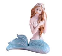 Rayberro Figurines de sirène en résine de 11 cm - Sculpture de princesse méditerranéenne - Ornements pour la maison, le bureau, la bibliothèque, la décoration d'aquarium