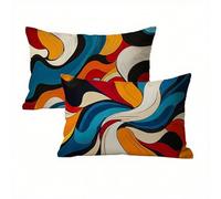 Rayé Taie Oreiller 40x70 Velours Housse de Coussin Abstrait Lot de 2, Taies d'oreiller Exterieur Impermeable Respirant et Hypoallergénique, Coussin Decoratif pour Canapé, Salon, Coucher, Jardin K2-252