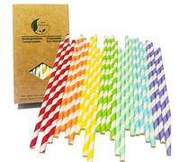 Rayées et Colorées Pailles en Papier, Aux 7 Couleurs L’arc-En-Ciel Rouge/Orange/Jaune/Vert/Bleu/Violet/Rayures Violettes - 100 Pieces Pailles en Papier Accessoire de Fête