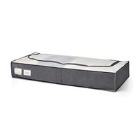 Rayen 2012.12 Boîte de Rangement couvertures | Sac en Tissu à Fermeture à glissière pour vêtements, résille Respirante, Pliable et résistant |, Polyester, Gris foncé/Translucide, 45 x 103 x 16 cm