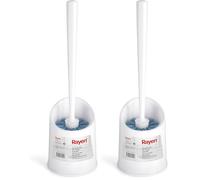 Rayen - Brosse WC de Haute Qualité avec Design Compact, Poils Longs et Denses, Nettoyage Efficace, Blanc, Dimensions 37,5x11,5 cm (Lot de 2)