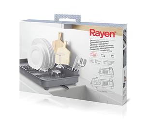 Rayen - Égouttoir Extensible - Embout Orientable - Récipient Amovible - Gris - Dimensions Déployé : 36x51x9,5 cm - Dimensions Plié : 36x32x9,5 cm