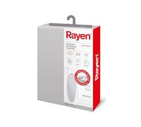 Rayen | Housse pour table à repasser | 4 épaisseurs: mousse, molleton, tissu 100 % coton et aluminium | Housse à revêtement en aluminium | Gamme Premium | 130x47 cm | Gris clair
