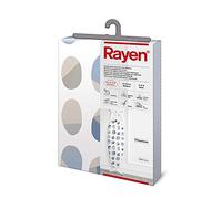 Rayen | Housse pour table à repasser Universelle | 4 épaisseurs: mousse, molleton, tissu 100 % coton et titane | Housse à revêement en titane | Gamme Premium | 127x51 cm | Fond blanc |