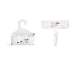 Rayen | Set Panier Suspendu Douche + Nettoyant Vitres Premium | Salle de Bain Propre | Blanc/Transparent