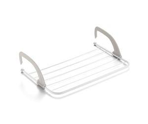 Rayen - Tendeur pour Radiateurs et Balcons, Tendeur pour Petites Lessives, Surface de Séchage de 4 m, pour Intérieur et Extérieur, 54,5 x 35 x 13,5 cm, Blanc / Gris