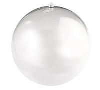 Boule En Plastique, En 2 Parties, 14cm Ø, Cristal, Avec Trou 15 Mm Pour Guirlande Led