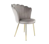 RayGar Genesis Flora Fauteuil d'appoint avec Dossier pétales et Pieds en métal chromé doré Gris