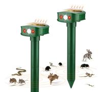 RAYGARD 2 Pièces Répulsif Taupes, 20㎡ Nouveau Vibrations Répulsif Solaire pour Martres avec Lumière LED, Imperméable IP45 Effaroucheur Animaux Jardin pour Souris Taupes Lapins Serpents