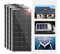 RayGenius 800w 12v Solar Cell Photovoltaic Panel Panneau Solaire Portable éTanche avec Support Et Pinces Crocodiles pour Voitures, Camping-Cars, Bateaux.,Four