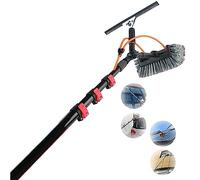RayGenius Canne De Nettoyage De Vitres, Brosse TéLescopique 18ft/5.4m, Brosse RéTractable à L'EntréE De l'eau, Nettoyage des Vitres De Panneaux PhotovoltaïQues Et Solaires,10.8M/36FT