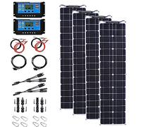 RayGenius Kit De Panneaux Solaires 400w à 2 Cellules avec RéGulateur De Charge (10a) Kit De Panneaux Solaires Monocristallins Flexibles à 2 Cellules De 400w,4x200
