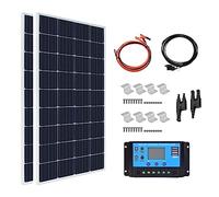 RayGenius Kit De Panneaux Solaires Monocristallins 400w 12v 800w avec RéGulateur De Charge 40A pour Caravanes ExtéRieures, Remorques De Bateau, Camping-Cars, Bateaux (avec Accessoires),Two
