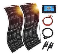 RayGenius Kit Panneau Solaire 800w, Kit Panneau Solaire Monocristallin Flexible 400w + ContrôLeur Solaire 60A pour Maison, Caravane, Bateau.,Two
