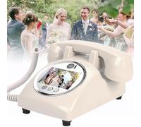 RayGenius Livre d'or vidéo et Audio, téléphone de Mariage avec Livre d'or vidéo 1080p, Carte SD 32 Go, Livre d'or vidéo et Audio personnalisé avec Enregistrement par Objectif,Beige