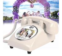 RayGenius Livre d'or vidéo et Audio, téléphone de Mariage avec Livre d'or vidéo 1080p, Enregistrement vidéo personnalisé avec Livre d'or Audio,Beige