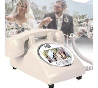 RayGenius Livre d'or vidéo pour Mariage avec Enregistrement Audio et vidéo personnalisé, téléphone Antique décoratif pour des Occasions de fête mémorables,Beige