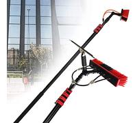RayGenius Perche De Nettoyage De Vitres, avec Raclette 3.6-12m RéServoir d'eau, Brosse TéLescopique, Tige De Nettoyage Extensible pour PV Et Toit, 36ft/10.8m,35cmbrushhead-12M/39FT