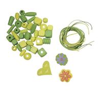 Rayher 1201529 Mélange de Perles en Bois Vert 50 g