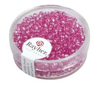Rayher 1405533 rocailles, 2,6 mm ø, Boîte avec Reflets Argentés, 16 G, Rose,