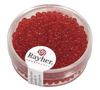 Rayher 1405718 rocailles, 2,6 mm à Weber, transparent, boîte 17 g, rouge