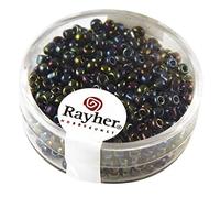 Rayher 1405901 rocailles, 2,6 mm ø, opaque gelüstert, boîte 17 g, noir