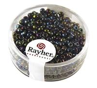 Rayher 1405901 rocailles, 2,6 mm ø, opaque gelüstert, boîte 17 g, noir