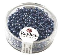 Rayher 1405908 rocailles, 2,6 mm ø, Opaque Gelüstert, Boîte 17 g, h. Bleu