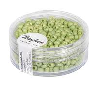 Rayher 1405911 rocailles, 2,6 mm ø, Opaque Gelüstert, Boîte 17 g, h. Vert