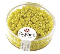 Rayher 1405920 rocailles, 2,6 mm ø, Opaque Gelüstert, Boîte 17 g, Jaune