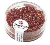 Rayher 1405934 rocailles, 2,6 mm ø, opaque gelüstert, boîte 17 g, orange