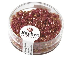 Rayher 1405934 rocailles, 2,6 mm ø, opaque gelüstert, boîte 17 g, orange